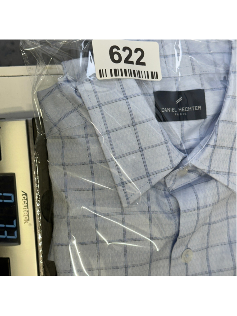 Daniel Hechter Paris Dress Shirt Blue Check Modern Fit Men's / S 14-14.5 - Picture 12 of 12